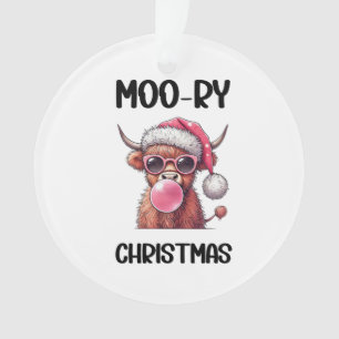 Moo-ry Christmas Scottish Higland Cow Ornament