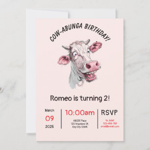 Moo-sterious Grin Birthday Invitation Card