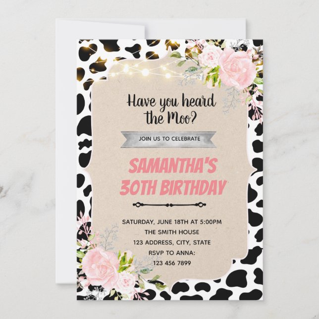 Moo theme adult invitation (Front)
