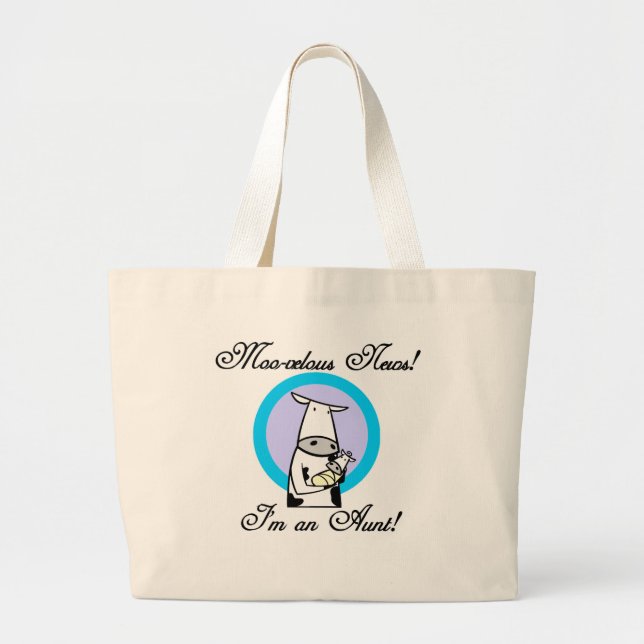 Moo-velous New Aunt Tshirts and Gifts Large Tote Bag (Front)