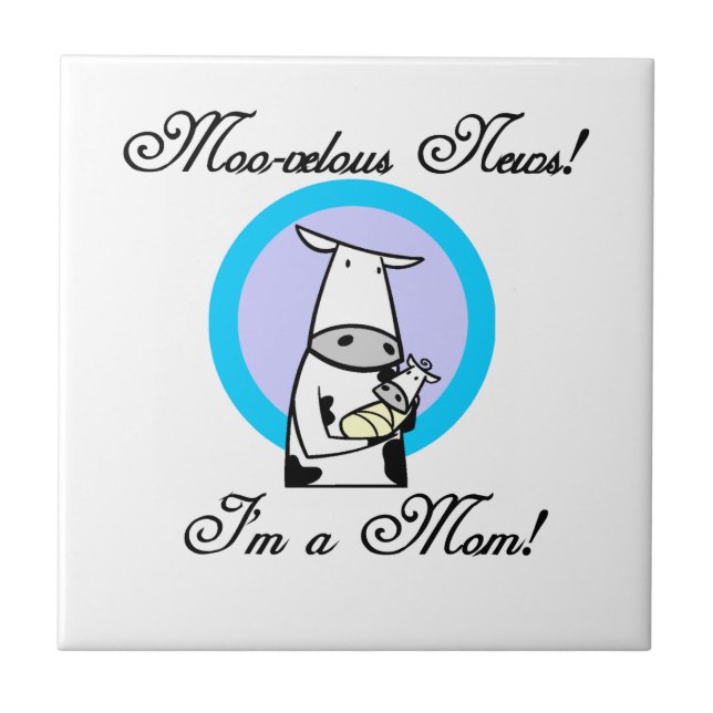 Moo-velous New Mum Gifts Ceramic Tile (Front)