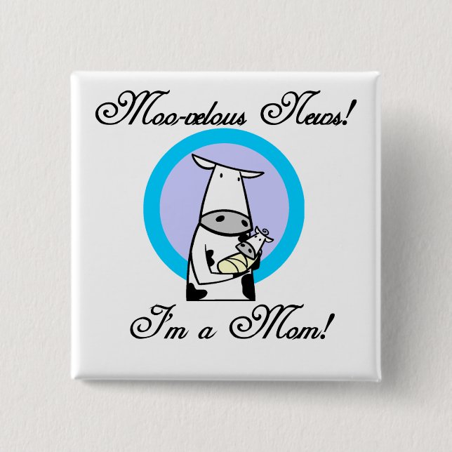 Moo-velous New Mum Tshirts and Gifts 15 Cm Square Badge (Front)