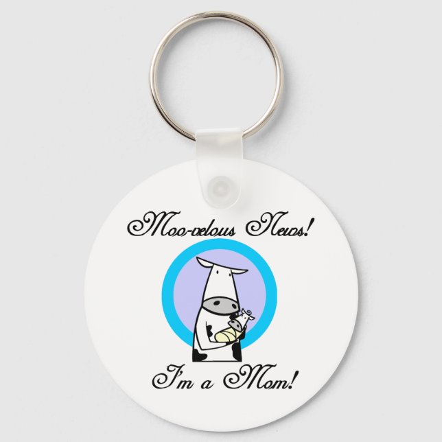 Moo-velous New Mum Tshirts and Gifts Key Ring (Front)