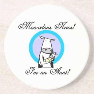 Moo-velous News I'm an Aunt T-shirts and Gifts Coaster