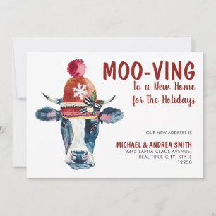 Moo-ving New Home Christmas Cow Holiday Moving Announcement