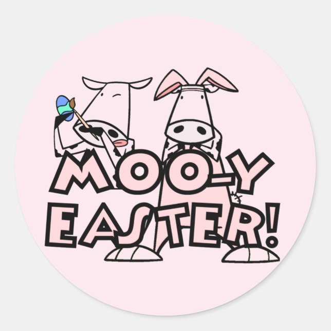 Moo-y Easter T-shirts and Gifts Classic Round Sticker (Front)