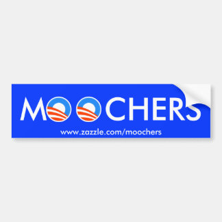 Moochers bumper sticker on blue