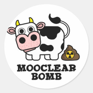 Mooclear Bomb Funny Cow Pun Classic Round Sticker