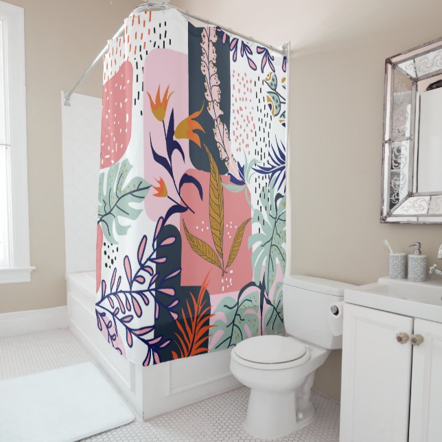 Mood | Abstract Chic Modern Bohemian Painting  Shower Curtain (In Situ)