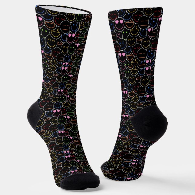 Mood Booster Neon Emoticon Socks (Angled)