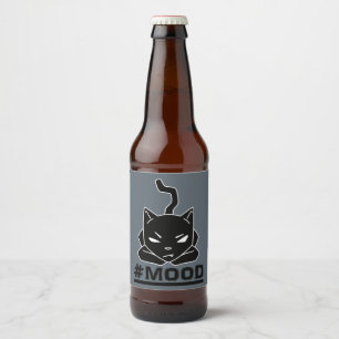 #MOOD Cat   Black Kitty Logo Illustration Beer Bottle Label