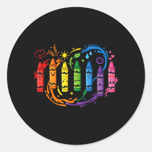 Mood Colour Crayons Teacher Classic Round Sticker