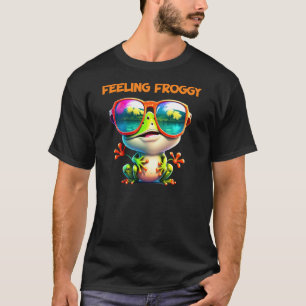 Mood Feeling Froggy Multicolored Frog With Sunglas T-Shirt