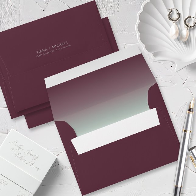 Mood Gradient Wedding Burgundy Mist ID741 Envelope (Interior/Back In Situ)