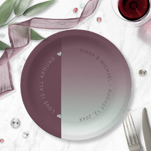 Mood Gradient Wedding Burgundy Mist ID741 Paper Plate