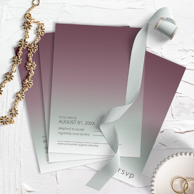 Mood Gradient Wedding Burgundy Mist ID741 RSVP Card (Creator Uploaded)