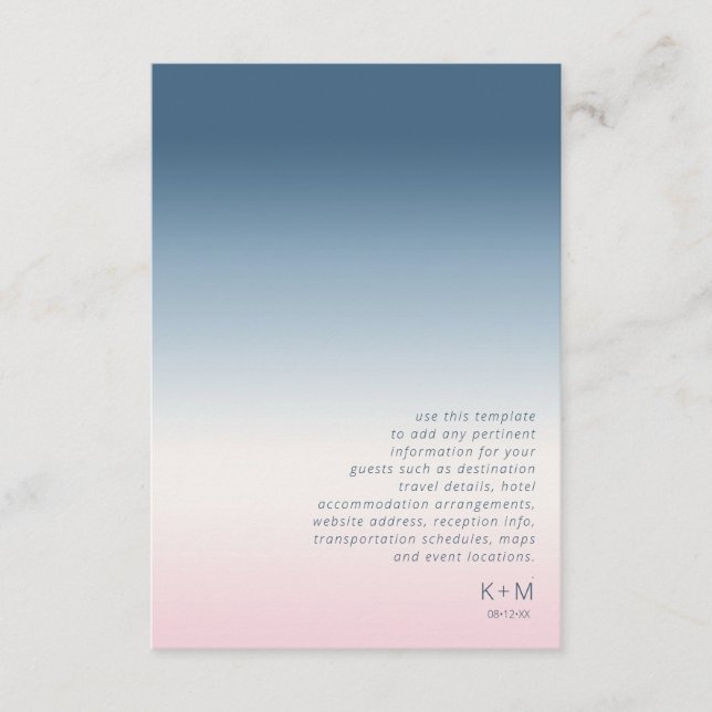 Mood Gradient Wedding Details Prussian Sky ID741 Enclosure Card (Front)
