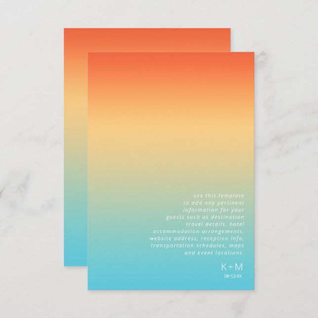Mood Gradient Wedding Details Tropical Sky ID741  Enclosure Card (Front/Back)