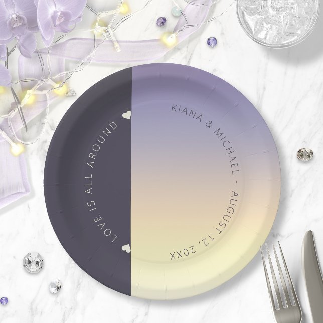 Mood Gradient Wedding Indigo Sunset ID741 Paper Plate (Creator Uploaded)