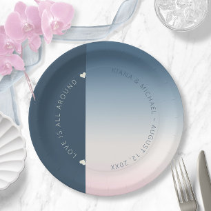 Mood Gradient Wedding Prussian Sky ID741 Paper Plate