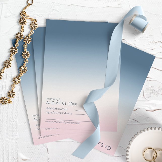 Mood Gradient Wedding Prussian Sky ID741 RSVP Card (Creator Uploaded)