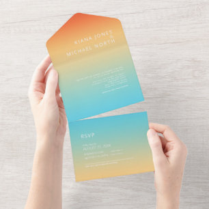 Mood Gradient Wedding Tropical Sky ID741 All In One Invitation