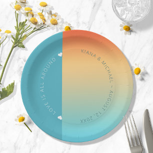 Mood Gradient Wedding Tropical Sky ID741 Paper Plate