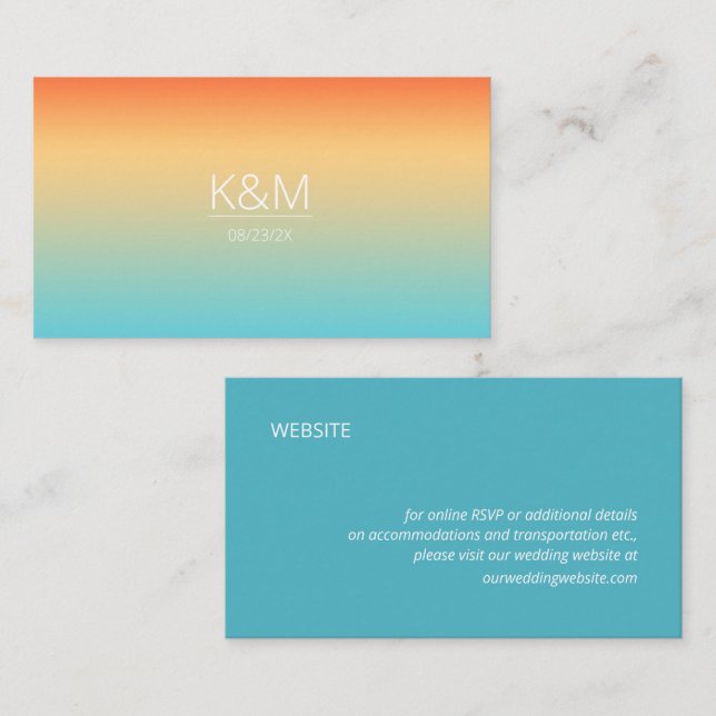 Mood Gradient Wedding Website Tropical Sky ID741 Enclosure Card (Front/Back)