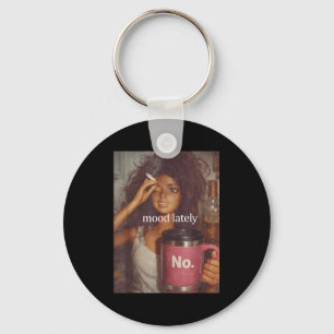 Mood lately funny distressed doll face meme  key ring