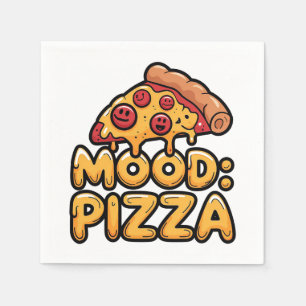 Mood: Pizza - Fun Cartoon Slice with Happy Topping Napkin