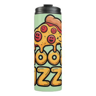 Mood: Pizza - Fun Cartoon Slice with Happy Topping Thermal Tumbler