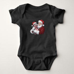 Moodeng Christmas Funny Vintage Santa Claus Baby Bodysuit