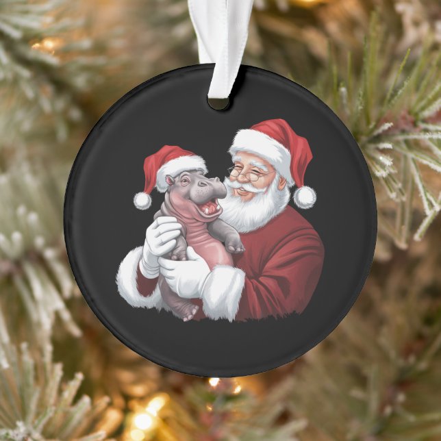 Moodeng Christmas Funny Vintage Santa Claus Ornament (Tree)