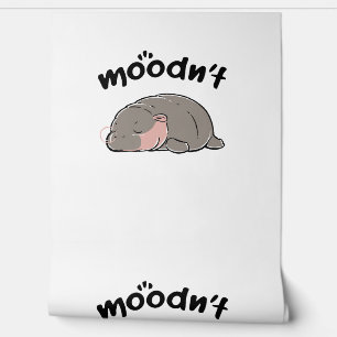 Moodn't Sleep Funny Moo Deng Baby Pygmy Hippo Long Wallpaper