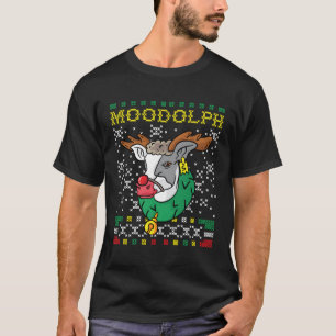 Moodolph Moo Cow Reindeer Ugly Farmer T-Shirt