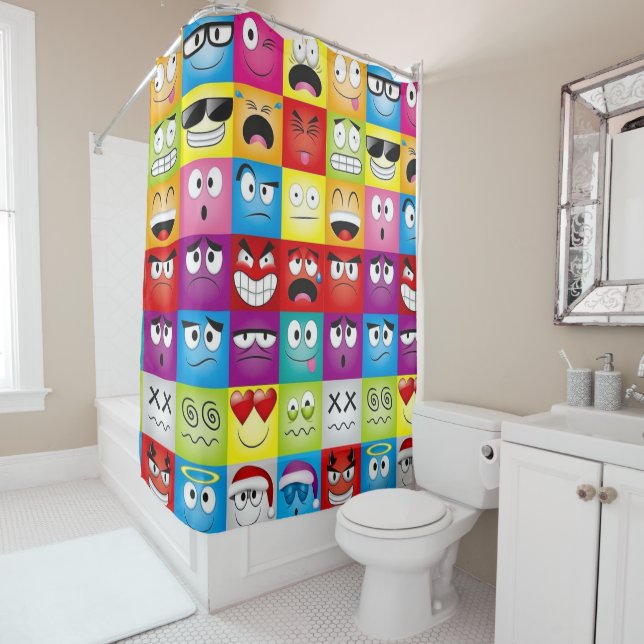 Moods and Emoticons Shower Curtain (In Situ)