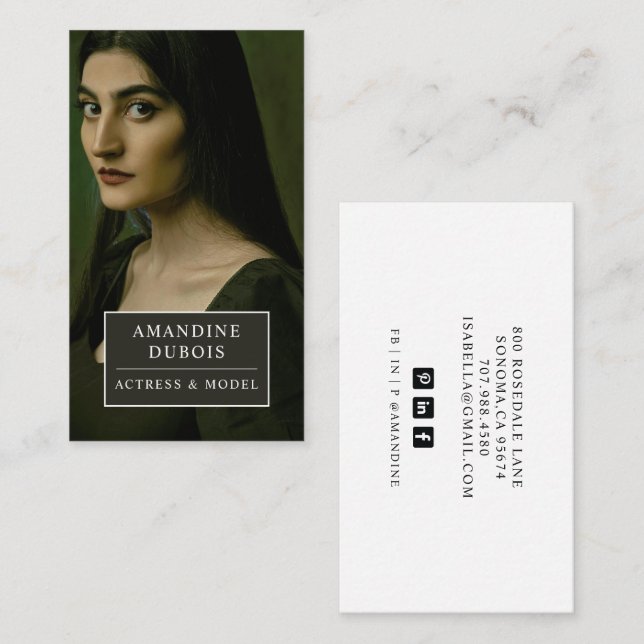 Moody Actress Model Photo Business Card (Front/Back)