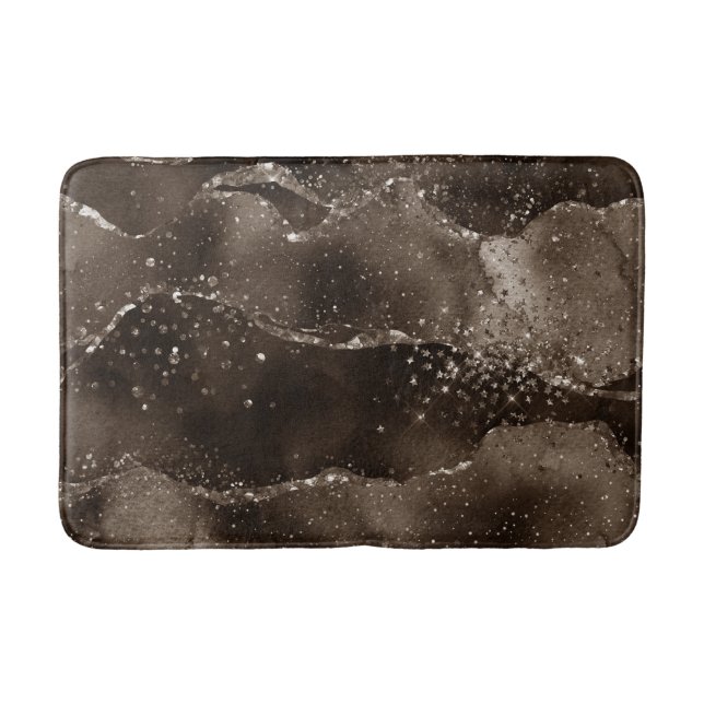 Moody Agate | Coffee Brown Golden Bronze Taupe Bath Mat (Front)