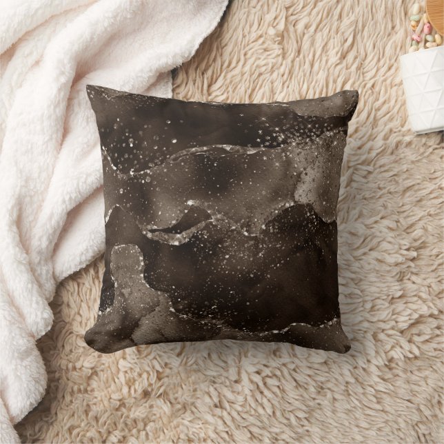 Moody Agate | Coffee Brown Golden Bronze Taupe Cushion (Blanket)