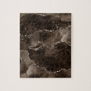 Moody Agate   Coffee Brown Golden Bronze Taupe Jigsaw Puzzle