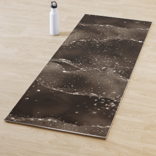 Moody Agate Coffee Brown Golden Bronze Taupe Yoga Mat