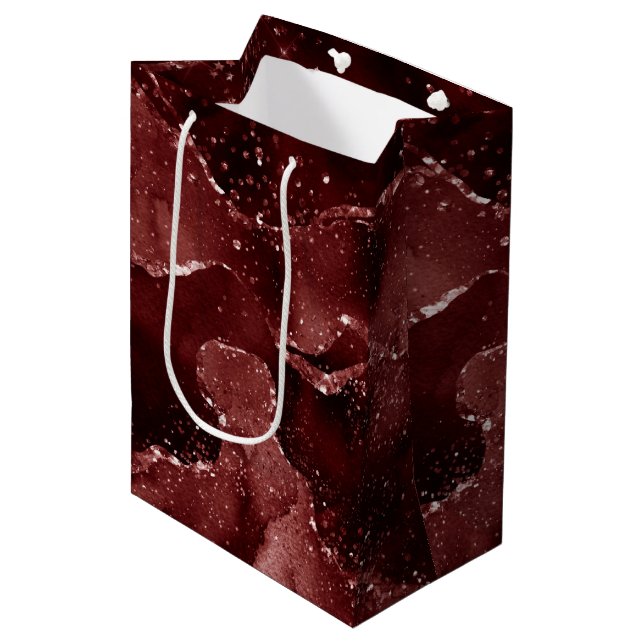 Moody Agate | Henna Blood Red Garnet Jewel Tone Medium Gift Bag (Front Angled)