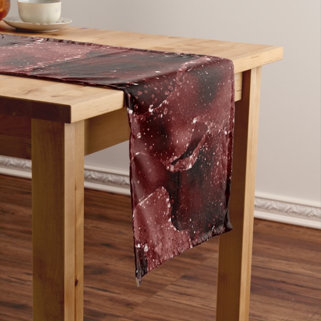 Moody Agate | Henna Blood Red Garnet Jewel Tone Short Table Runner (In Situ)