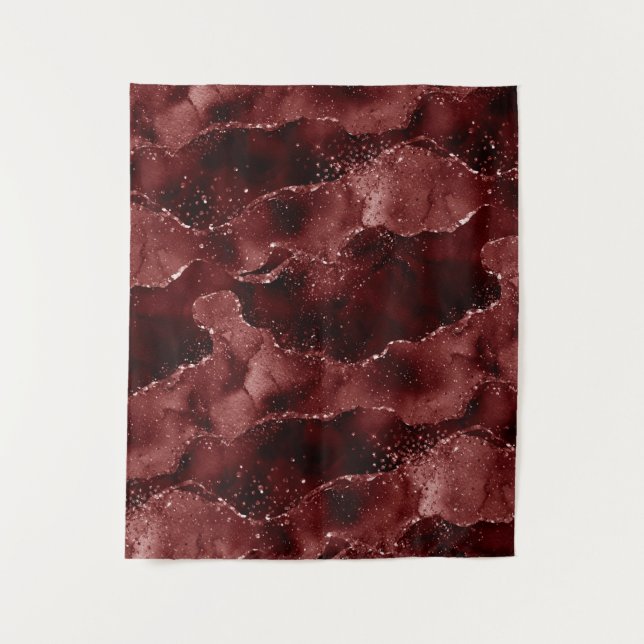 Moody Agate | Henna Blood Red Photo Booth Backdrop Tapestry (Front)