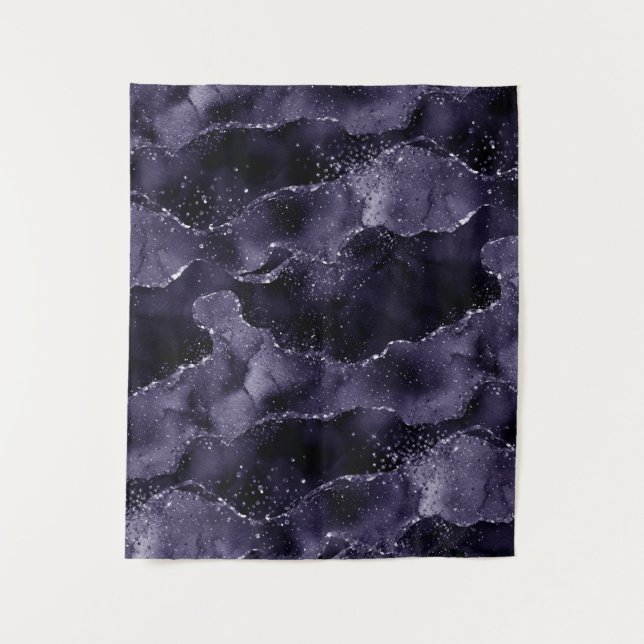 Moody Agate | Midnight Indigo Deep Purple Backdrop Tapestry (Front)