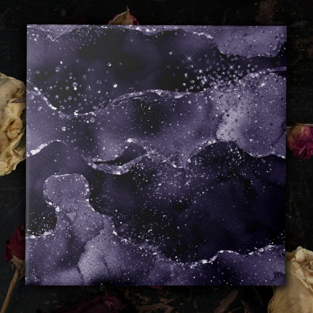Moody Agate | Midnight Indigo Deep Purple Glam Ceramic Tile (Creator Uploaded)