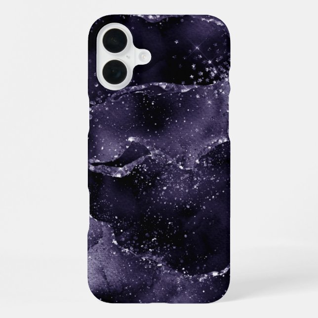 Moody Agate | Midnight Indigo Deep Purple Glam iPhone Case (Back)