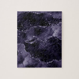Moody Agate Midnight Indigo Deep Purple Glam Jigsaw Puzzle