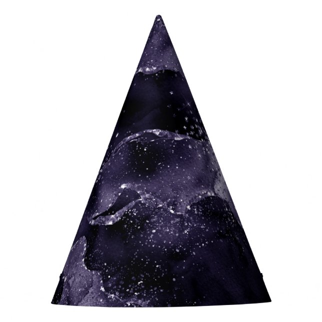 Moody Agate | Midnight Indigo Deep Purple Glam Party Hat (Front)