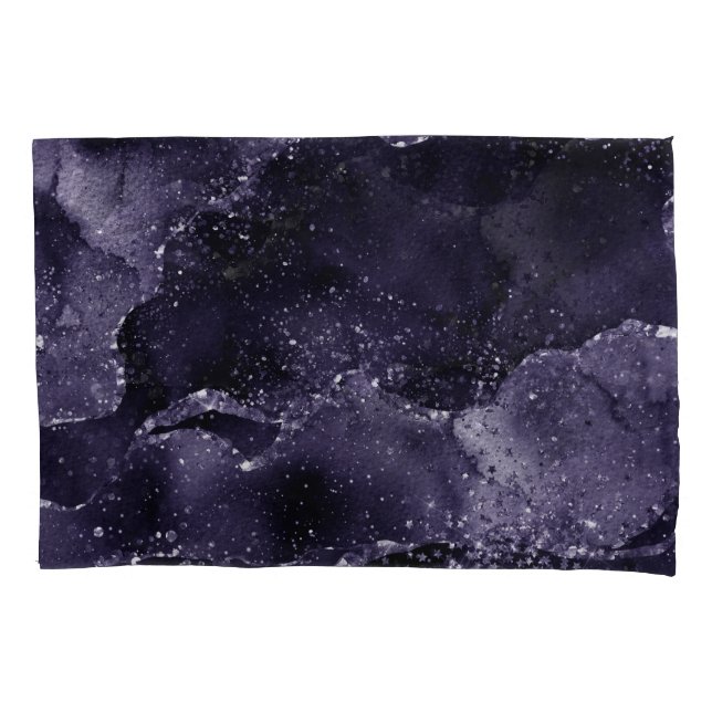 Moody Agate | Midnight Indigo Deep Purple Glam Pillowcase (Front-Left)